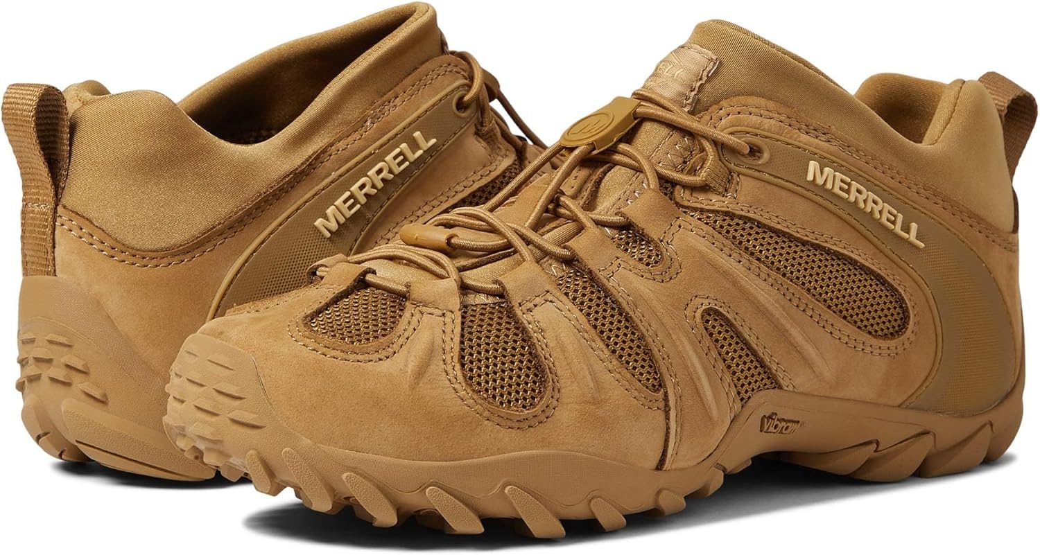 image:imageMerrell Mens Chameleon 8 Stretch Tactical Work Shoes Waterproof Nubuck amp Mesh Upper UltraLightweight Hiking Combat BootsCoyote