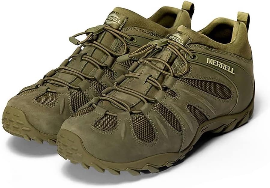 image:imageMerrell Mens Chameleon 8 Stretch Tactical Work Shoes Waterproof Nubuck amp Mesh Upper UltraLightweight Hiking Combat BootsDark Olive