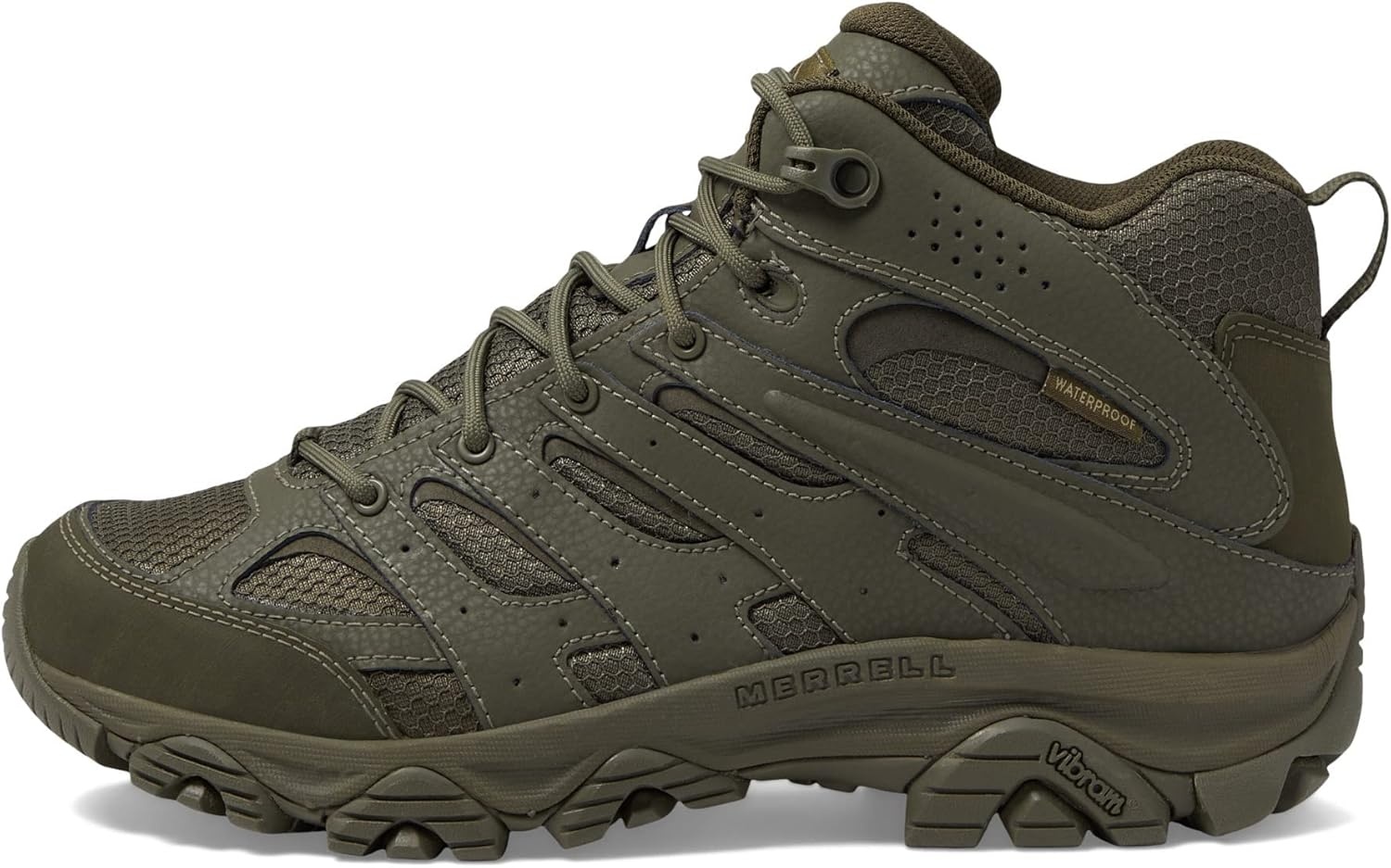 image:imageMerrell mens Moab 3 Tactical Mid Waterproof Boots Coated Leather amp Mesh Upper Combat Hiking Work ShoesDark Olive