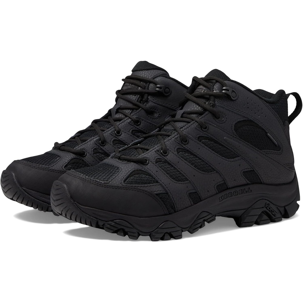 image:imageMerrell mens Moab 3 Tactical Mid Waterproof Boots Coated Leather amp Mesh Upper Combat Hiking Work ShoesBlack