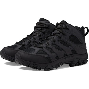 Merrell mens Moab 3 Tactical Mid Waterproof Boots, Coated Leather & Mesh Upper Combat Hiking Work Shoes(Black)