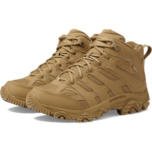 Merrell mens Moab 3 Tactical Mid Waterproof Boots, Coated Leather & Mesh Upper Combat Hiking Work Shoes(Dark Coyote)