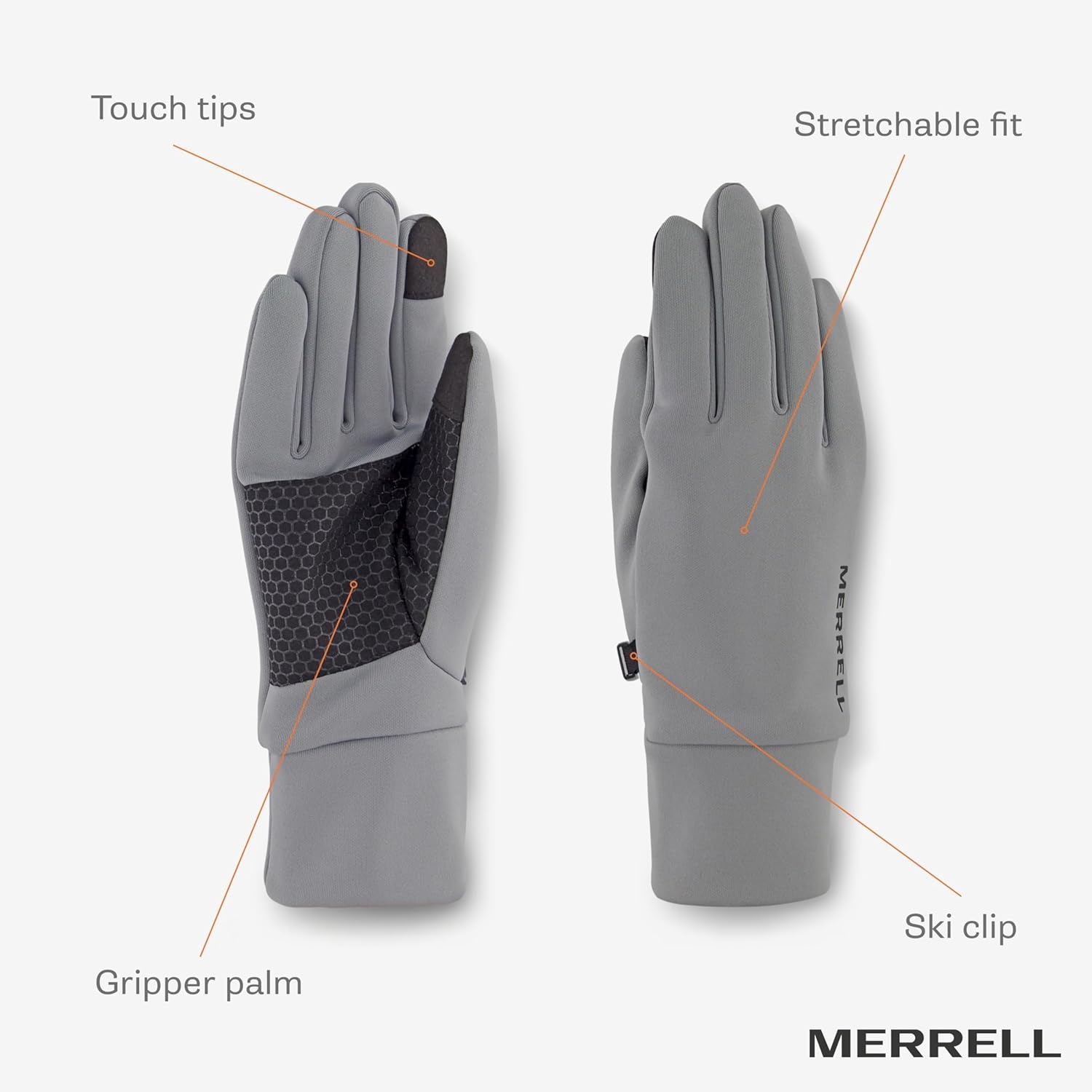 image:imageMerrell Mens Frost Mens Power Stretch GloveLight Grey