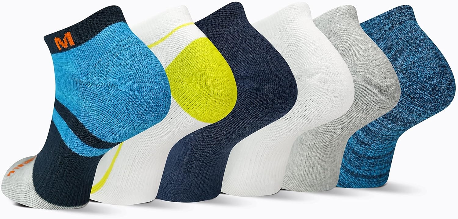 image:imageMerrell Mens and Womens Wool Everyday Hiking Socks 3 Pair Pack Cushion Arch Support amp Moisture WickingBlue Assorted 6 Pairs