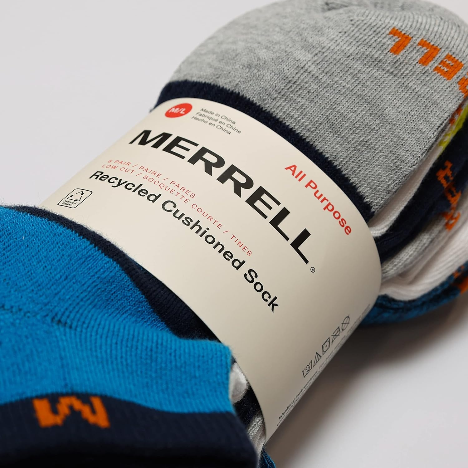 image:imageMerrell Mens and Womens Wool Everyday Hiking Socks 3 Pair Pack Cushion Arch Support amp Moisture WickingBlue Assorted 6 Pairs
