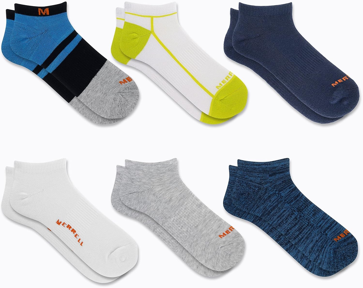 image:imageMerrell Mens and Womens Wool Everyday Hiking Socks 3 Pair Pack Cushion Arch Support amp Moisture WickingBlue Assorted 6 Pairs