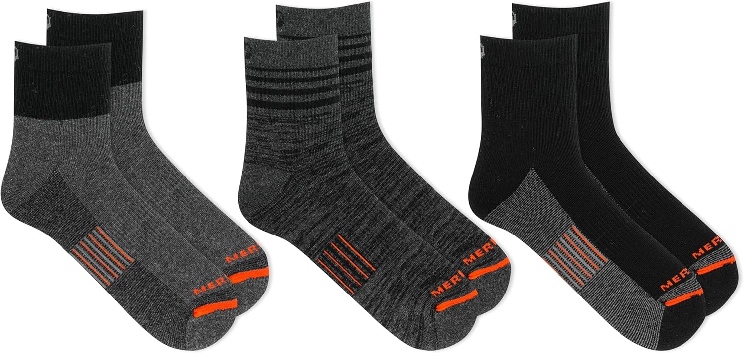 image:imageMerrell Mens and Womens Wool Everyday Hiking Socks 3 Pair Pack Cushion Arch Support amp Moisture WickingBrown