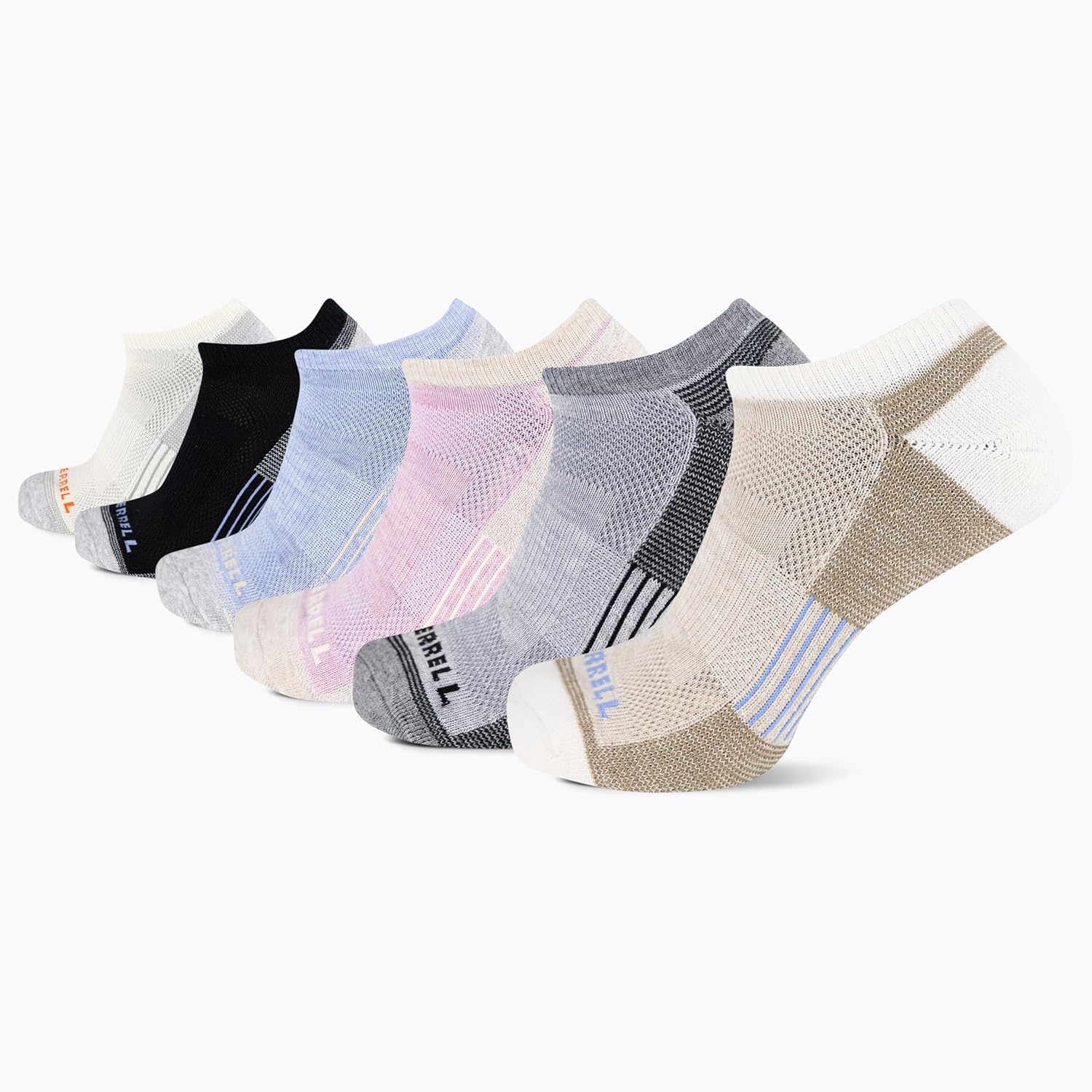 image:imageMerrell Mens and Womens Wool Everyday Hiking Socks 3 Pair Pack Cushion Arch Support amp Moisture WickingGray Pink Assorted