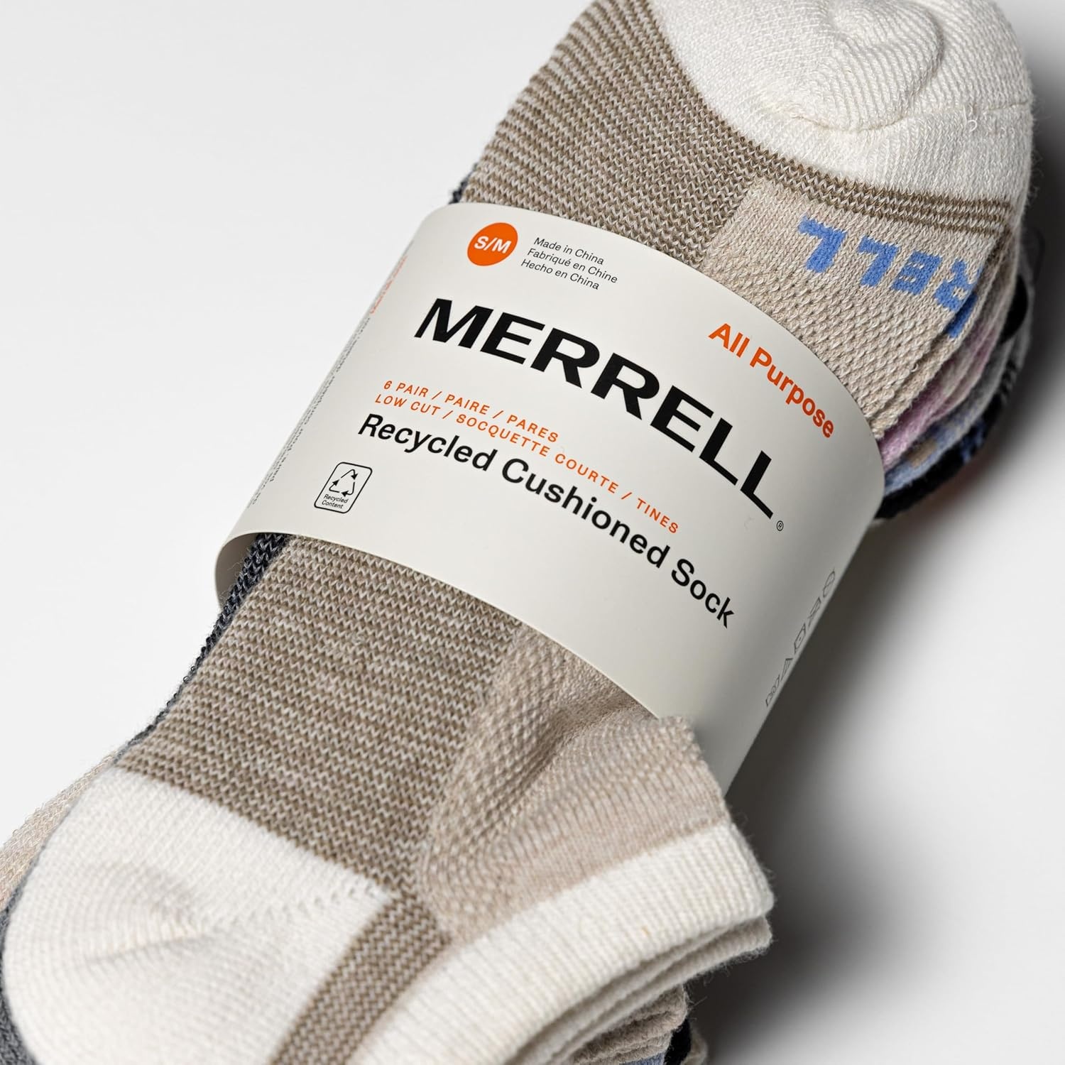 image:imageMerrell Mens and Womens Wool Everyday Hiking Socks 3 Pair Pack Cushion Arch Support amp Moisture WickingGray Pink Assorted