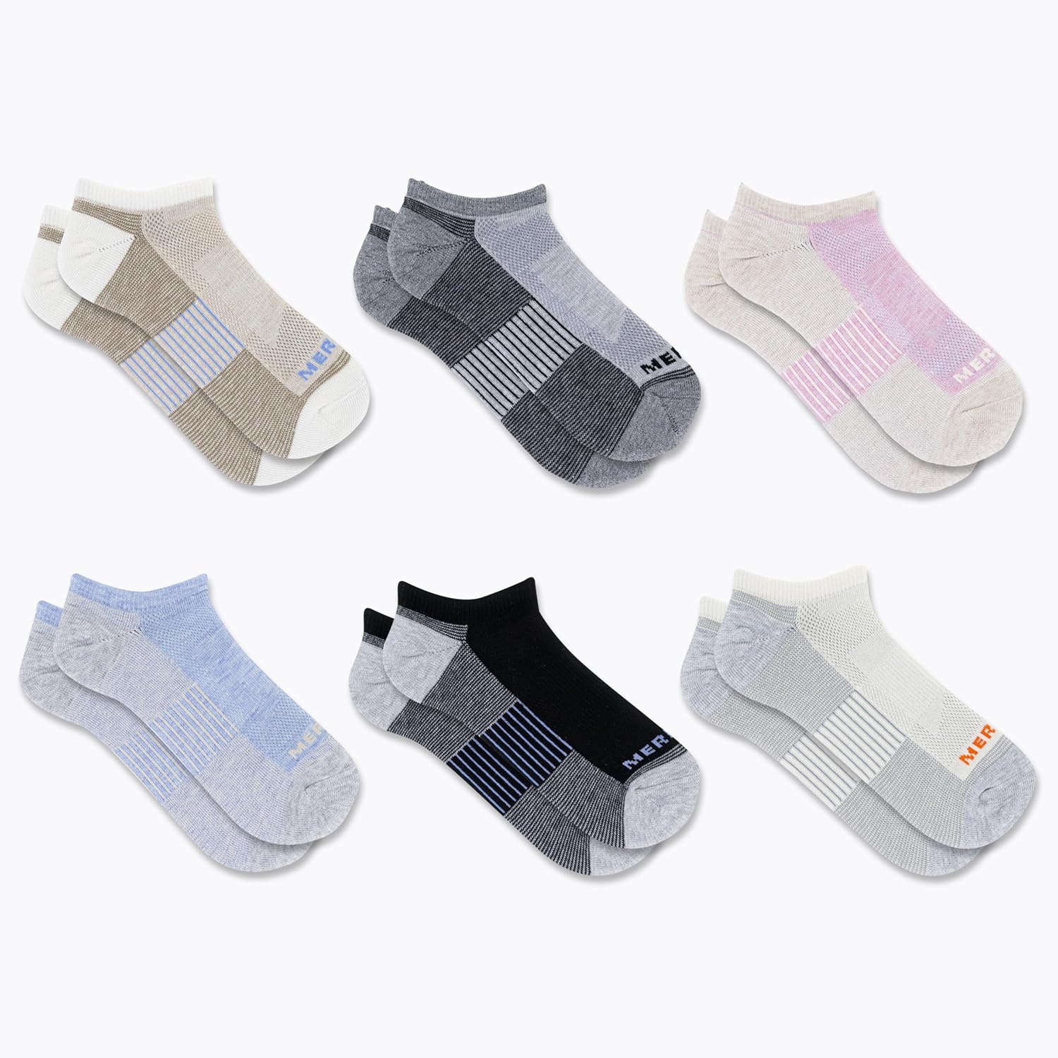 image:imageMerrell Mens and Womens Wool Everyday Hiking Socks 3 Pair Pack Cushion Arch Support amp Moisture WickingGray Pink Assorted