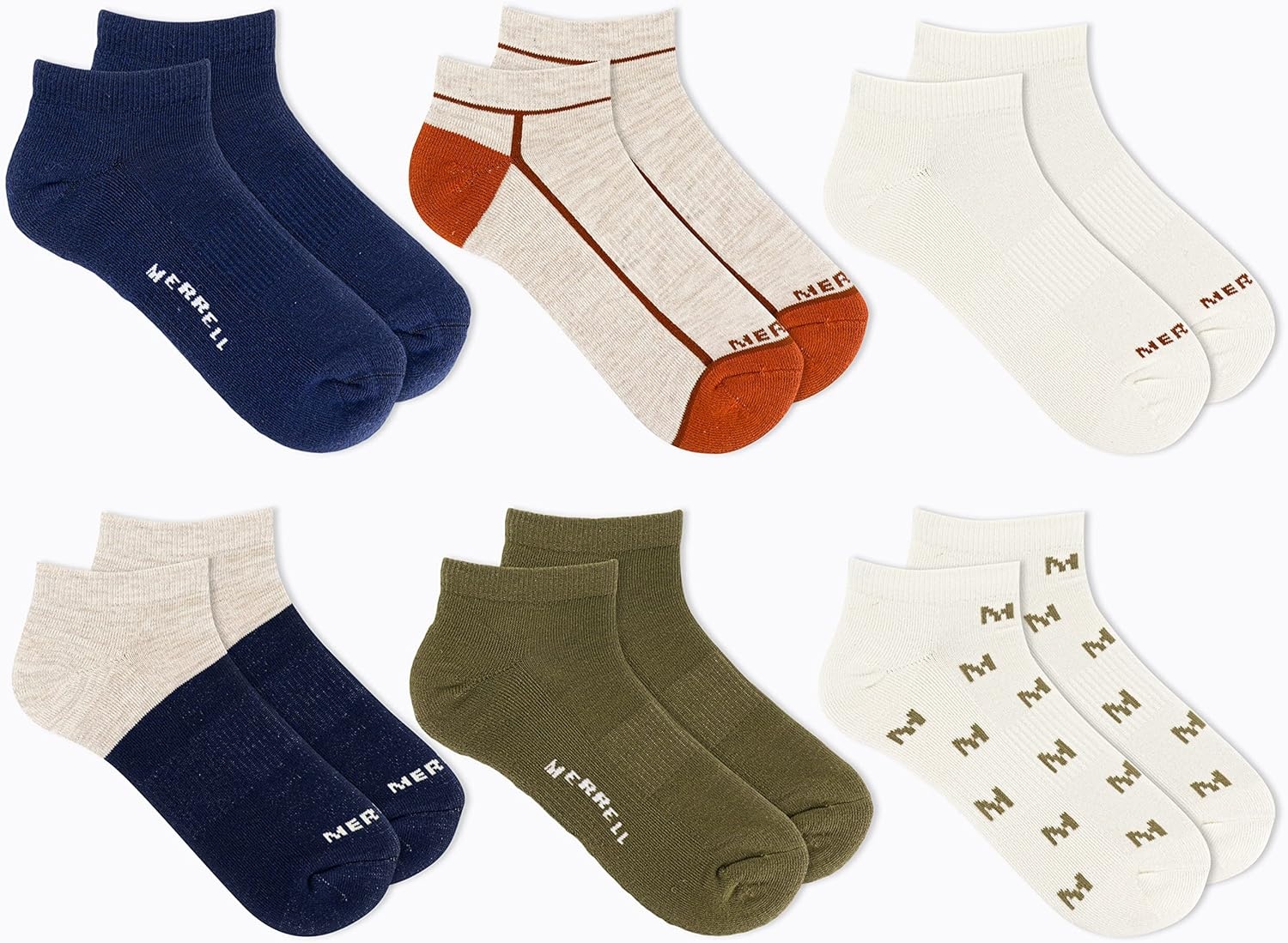image:imageMerrell Mens and Womens Wool Everyday Hiking Socks 3 Pair Pack Cushion Arch Support amp Moisture WickingNavy Assorted 6 Pairs