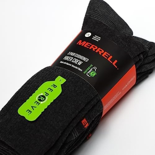 image:imageMerrell Repreve Cushioned Hiker Crew Socks 3 PairBlack