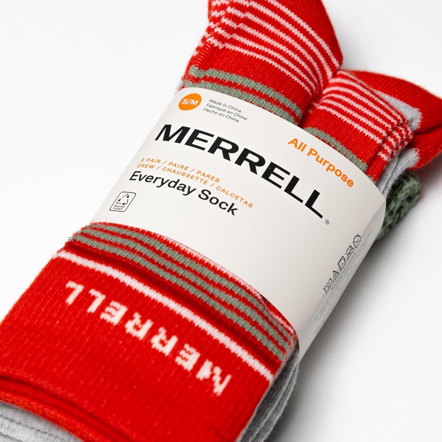 image:imageMerrell Repreve Cushioned Hiker Crew Socks 3 PairHoliday Assorted