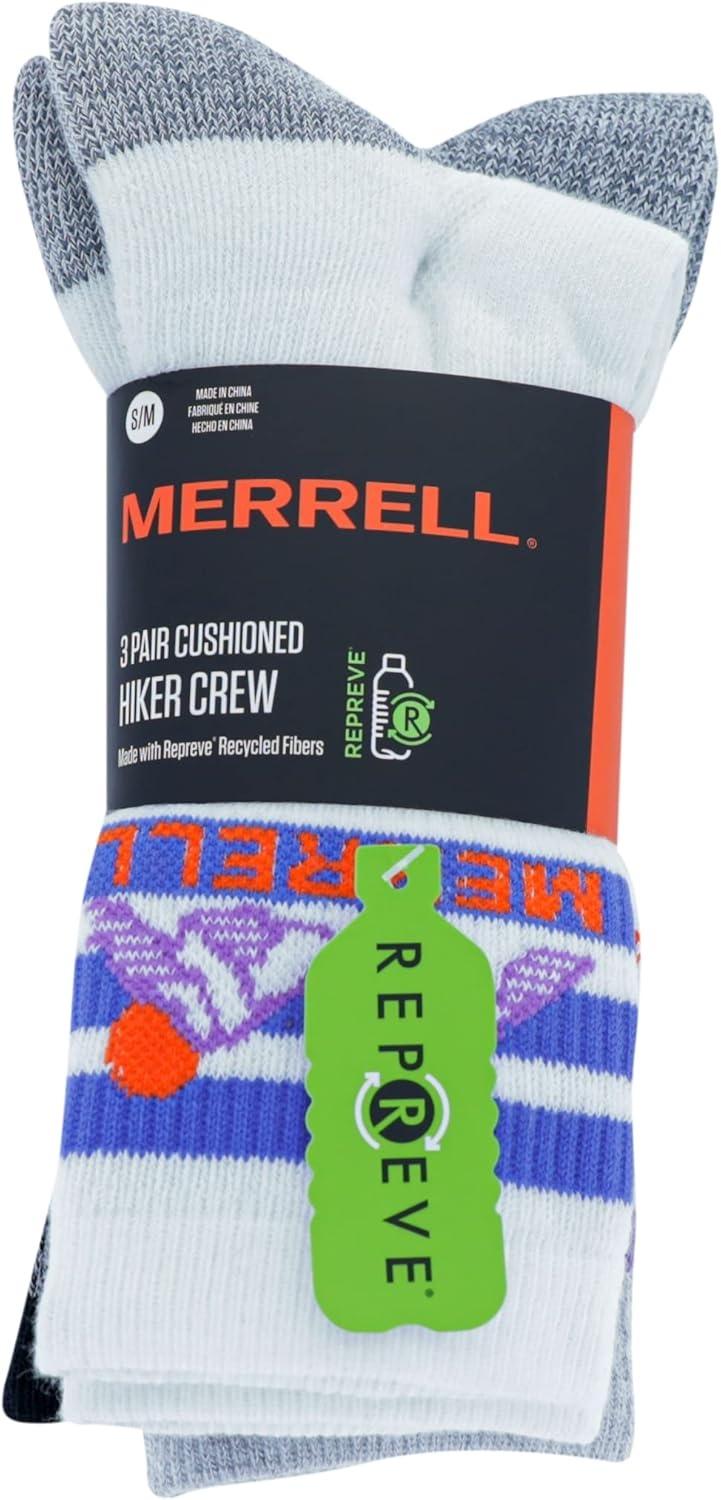 image:imageMerrell Repreve Cushioned Hiker Crew Socks 3 PairLavender Assorted