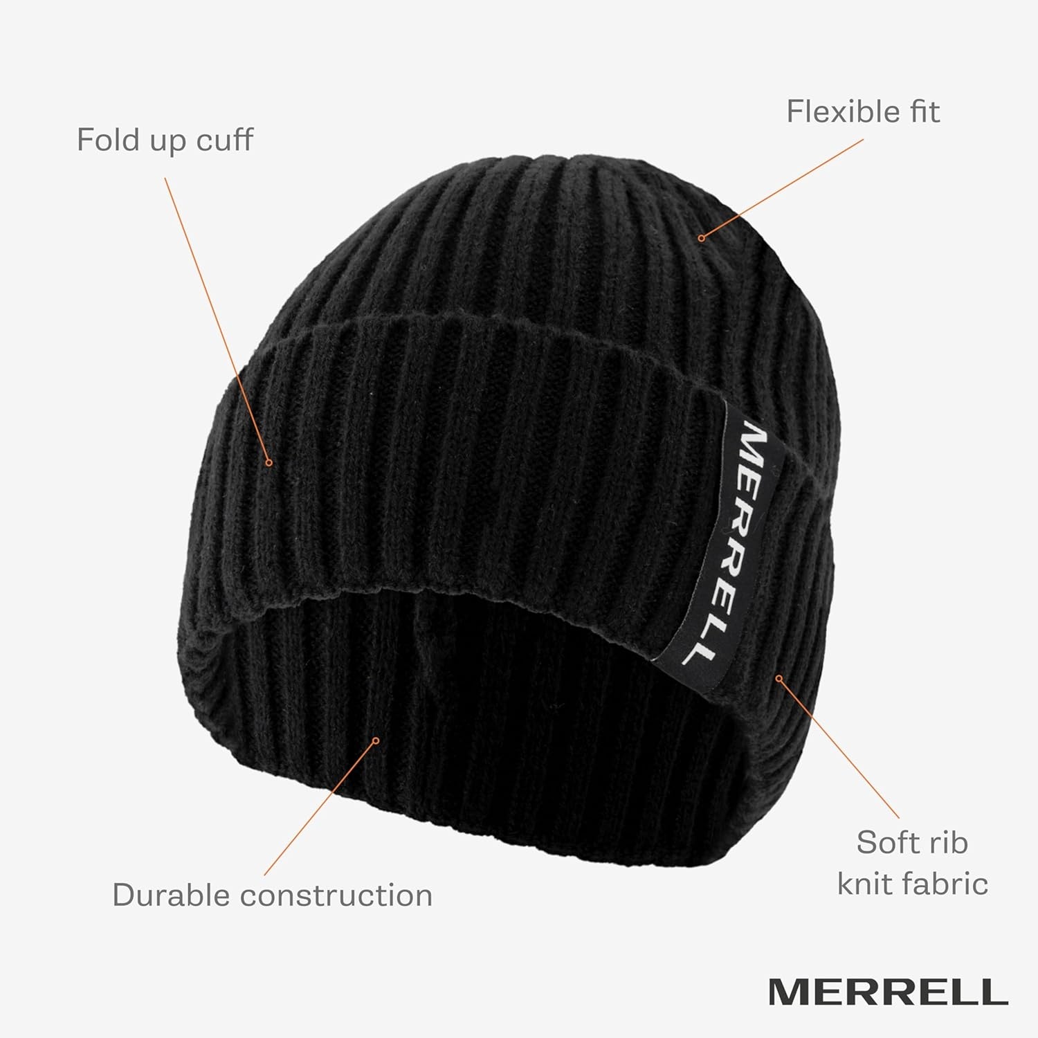 image:imageMerrell Unisex Adult Crestone Ribbed Cuff HatBlack