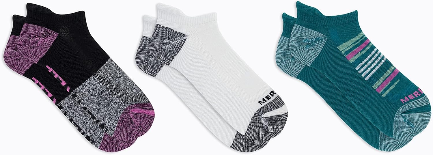 image:imageMerrell Unisex Adult Cushioned Low Cut Tab Socks 3PairPink Assorted