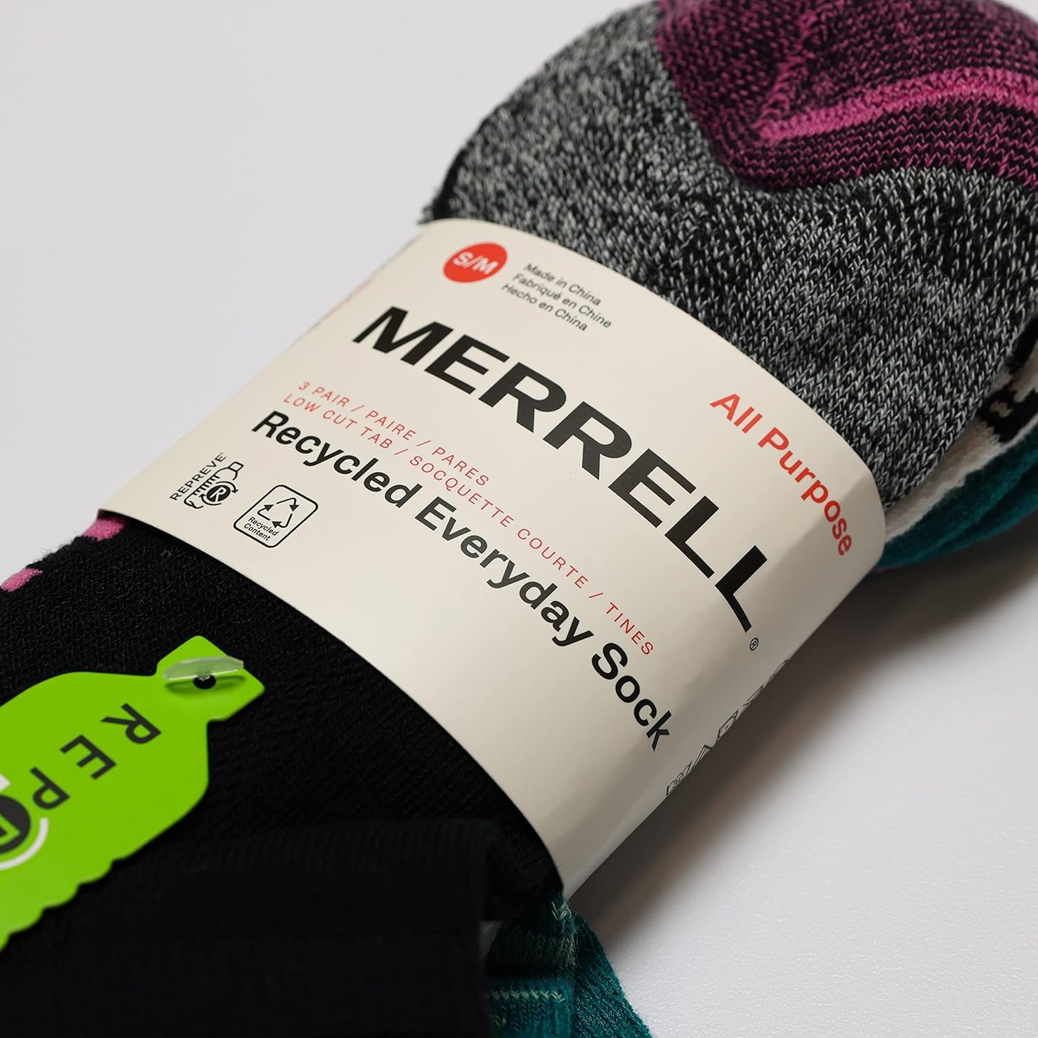 image:imageMerrell Unisex Adult Cushioned Low Cut Tab Socks 3PairPink Assorted
