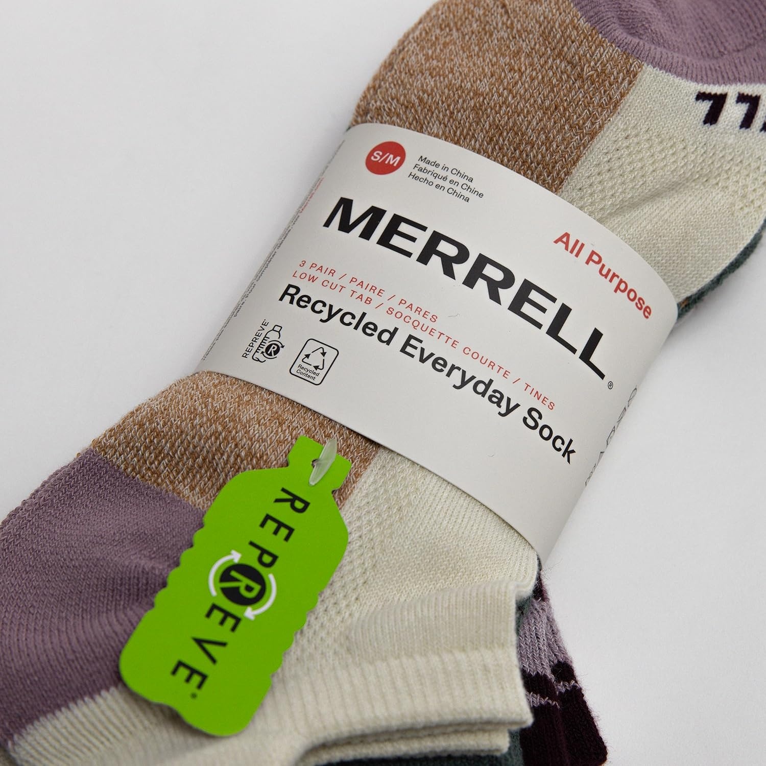 image:imageMerrell Unisex Adult Cushioned Low Cut Tab Socks 3PairPurple Assorted