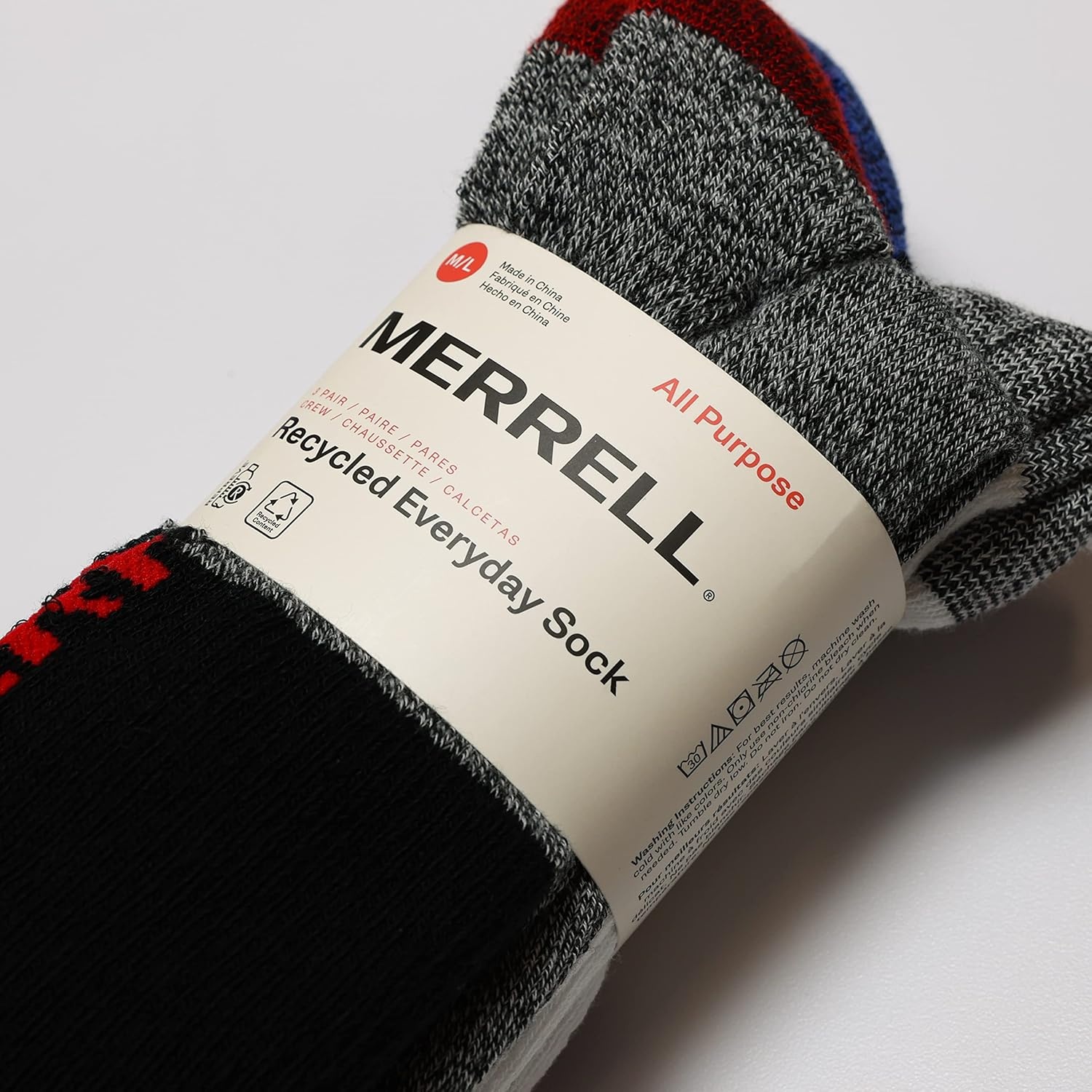 image:imageMerrell Unisex Adult Cushioned Low Cut Tab Socks 3PairRed Assorted