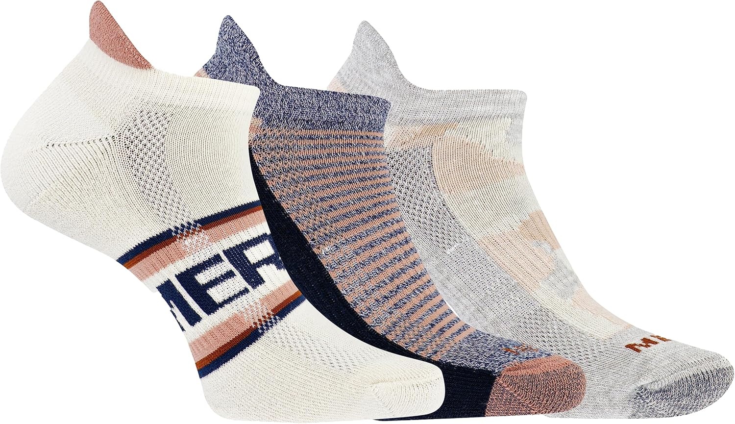image:imageMerrell Unisex Adult Cushioned Low Cut Tab Socks 3PairWhite Assorted
