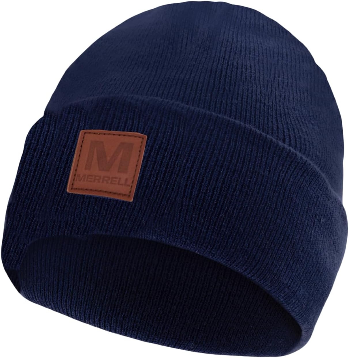 image:imageMerrell Unisex Adult Gannet Hat with Leather Patch Rib Knit Beanie with Cuff for Warmth amp AdventureNavy Night