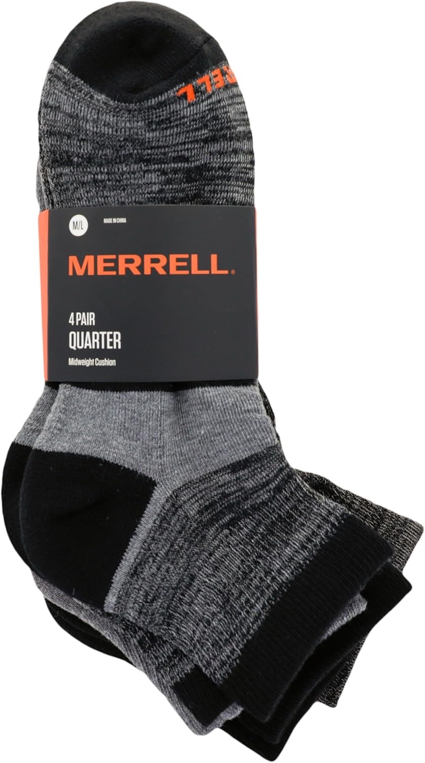 image:imageMerrell Unisex Adult Mens and Womens Cushioned Midweight Ankle Socks 4 8 12 Pairs Moisture WickingBlack Assorted