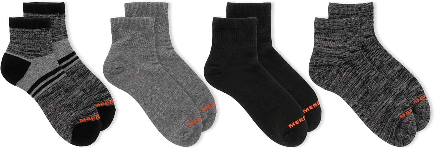 image:imageMerrell Unisex Adult Mens and Womens Cushioned Midweight Ankle Socks 4 8 12 Pairs Moisture WickingBlack Assorted