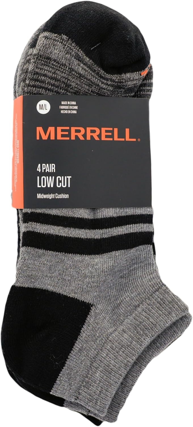 image:imageMerrell Unisex Adult Mens and Womens Cushioned Midweight Low Cut Socks 4 amp 12 Pairs Moisture WickingBlack 4 Pairs