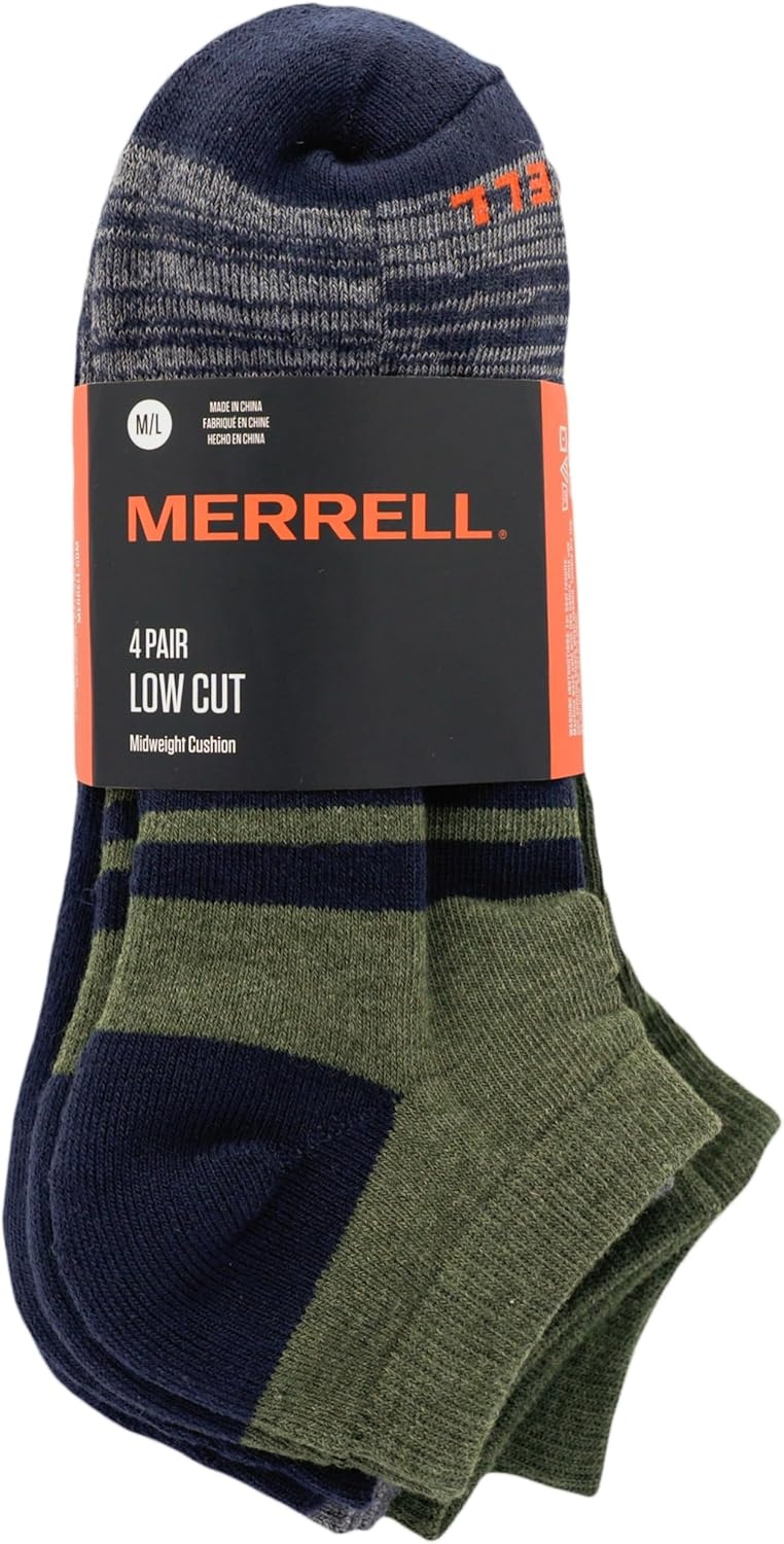 image:imageMerrell Unisex Adult Mens and Womens Cushioned Midweight Low Cut Socks 4 amp 12 Pairs Moisture WickingBlue 4 Pairs