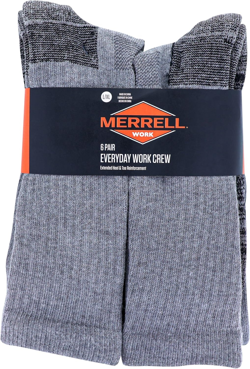 image:imageMerrell Unisex Adult Mens and Womens Durable Everyday Work Crew Socks 3 amp 6 Pairs Antiodor CottonGray Heather 6 Pairs