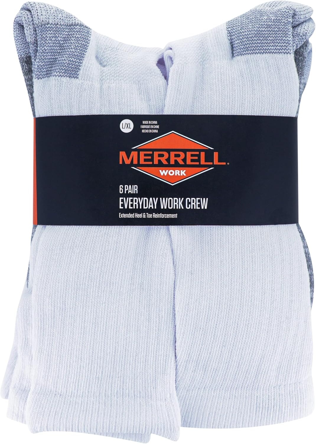 image:imageMerrell Unisex Adult Mens and Womens Durable Everyday Work Crew Socks 3 amp 6 Pairs Antiodor CottonWhite 6 Pairs
