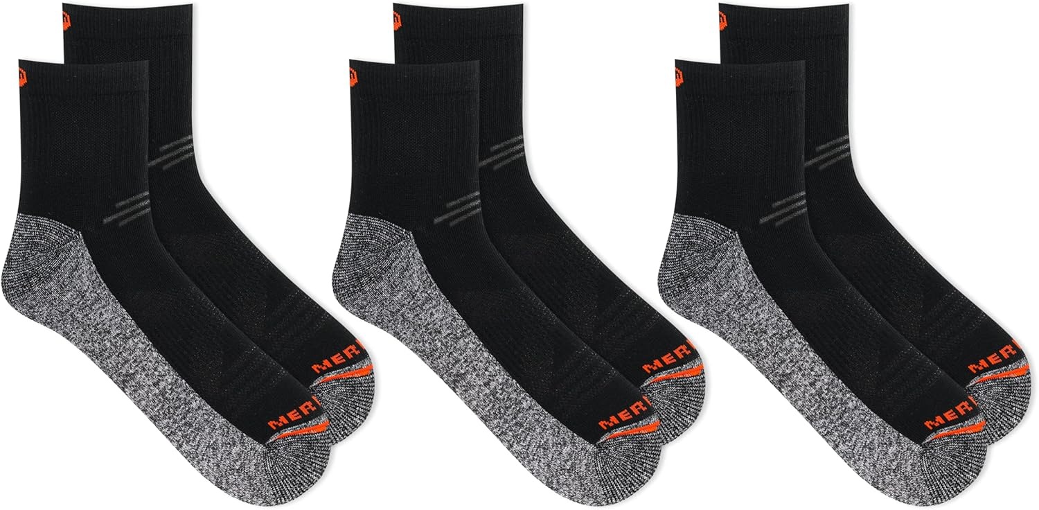 image:imageMerrell Unisex Adult Mens and Womens Lightweight Work Ankle Socks 3 Pairs Repreve With Durable ReinforcementBlack