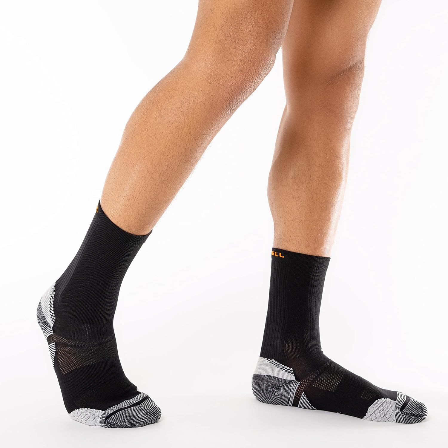 image:imageMerrell Unisex Adult Mens and Womens Trail Running Cushioned Socks Antislip Heel amp Arch CompressionCrew Black