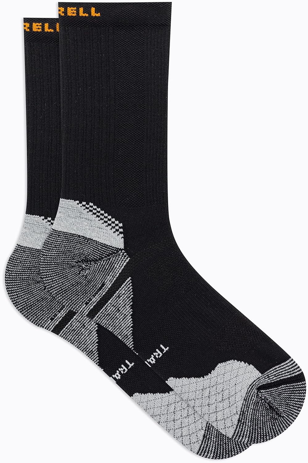 image:imageMerrell Unisex Adult Mens and Womens Trail Running Cushioned Socks Antislip Heel amp Arch CompressionCrew Black