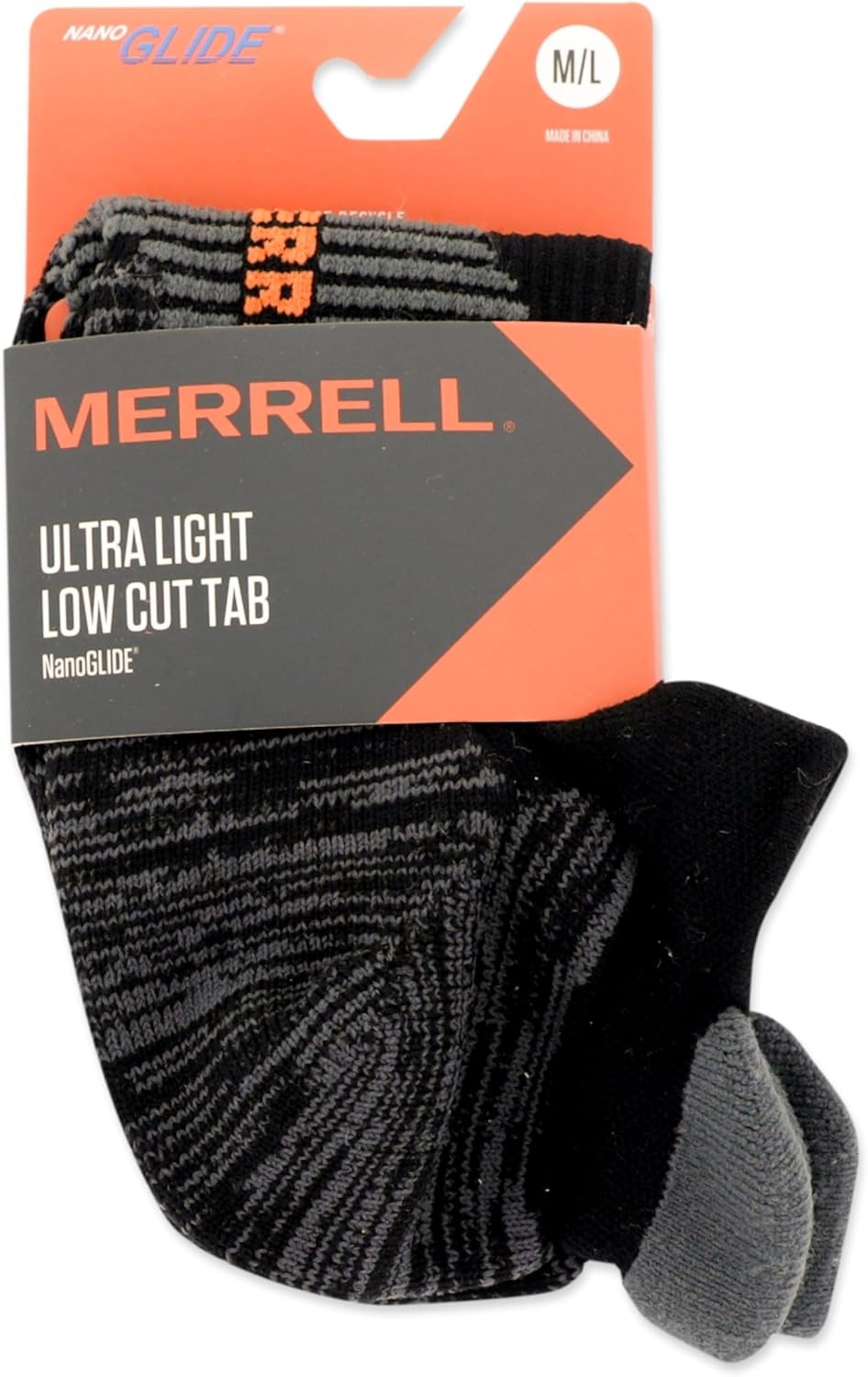 image:imageMerrell Unisex Adult Mens and Womens Trail Running Cushioned Socks Antislip Heel amp Arch CompressionLow Cut Tab Black