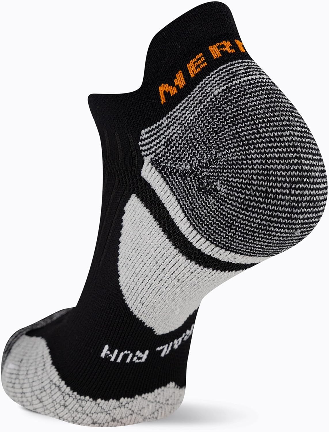 image:imageMerrell Unisex Adult Mens and Womens Trail Running Cushioned Socks Antislip Heel amp Arch CompressionLow Cut Tab Black White