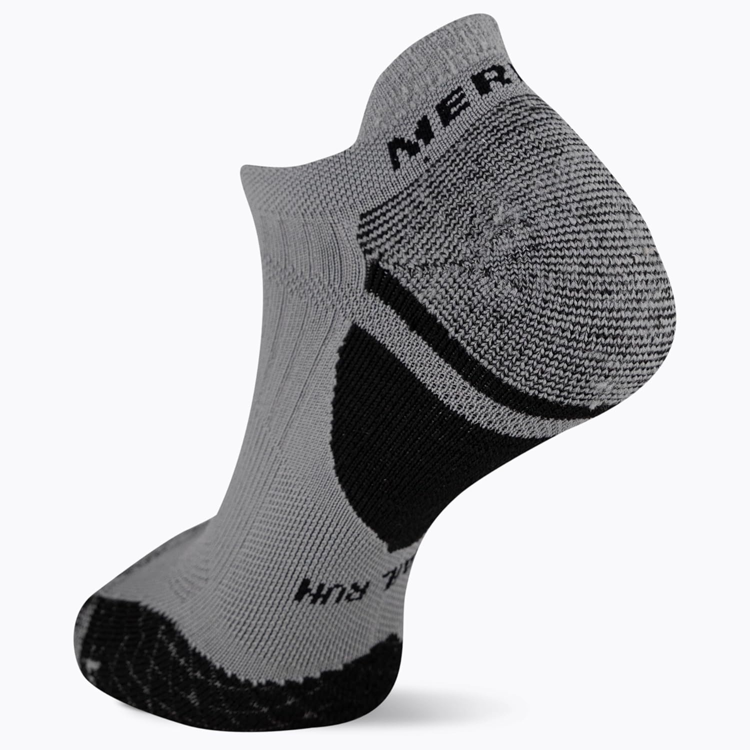 image:imageMerrell Unisex Adult Mens and Womens Trail Running Cushioned Socks Antislip Heel amp Arch CompressionLow Cut Tab GrayBlack