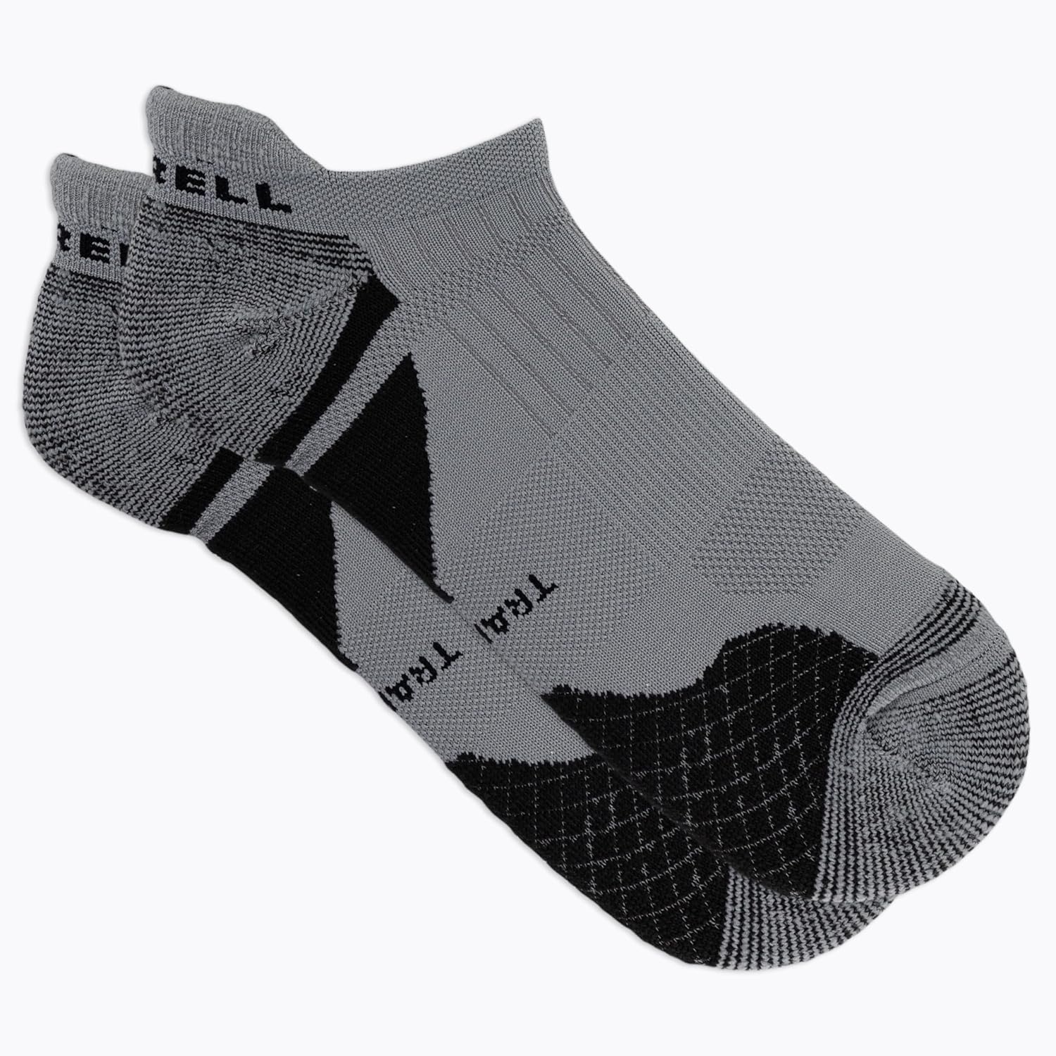 image:imageMerrell Unisex Adult Mens and Womens Trail Running Cushioned Socks Antislip Heel amp Arch CompressionLow Cut Tab GrayBlack