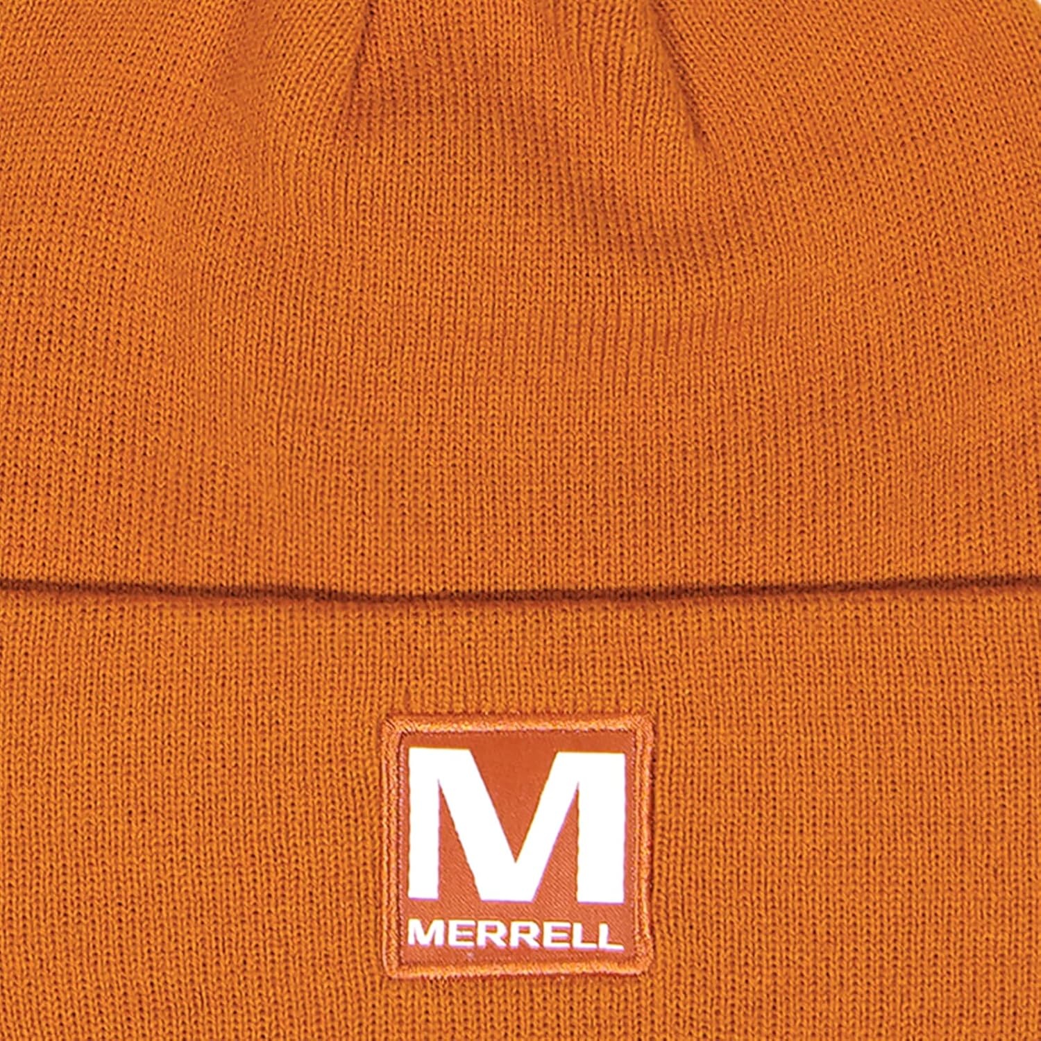 image:imageMerrell Unisex Adult Patch Beanie Classic DoubleLayer Knit Hat with Cuff for Slopes amp City WarmthBrick