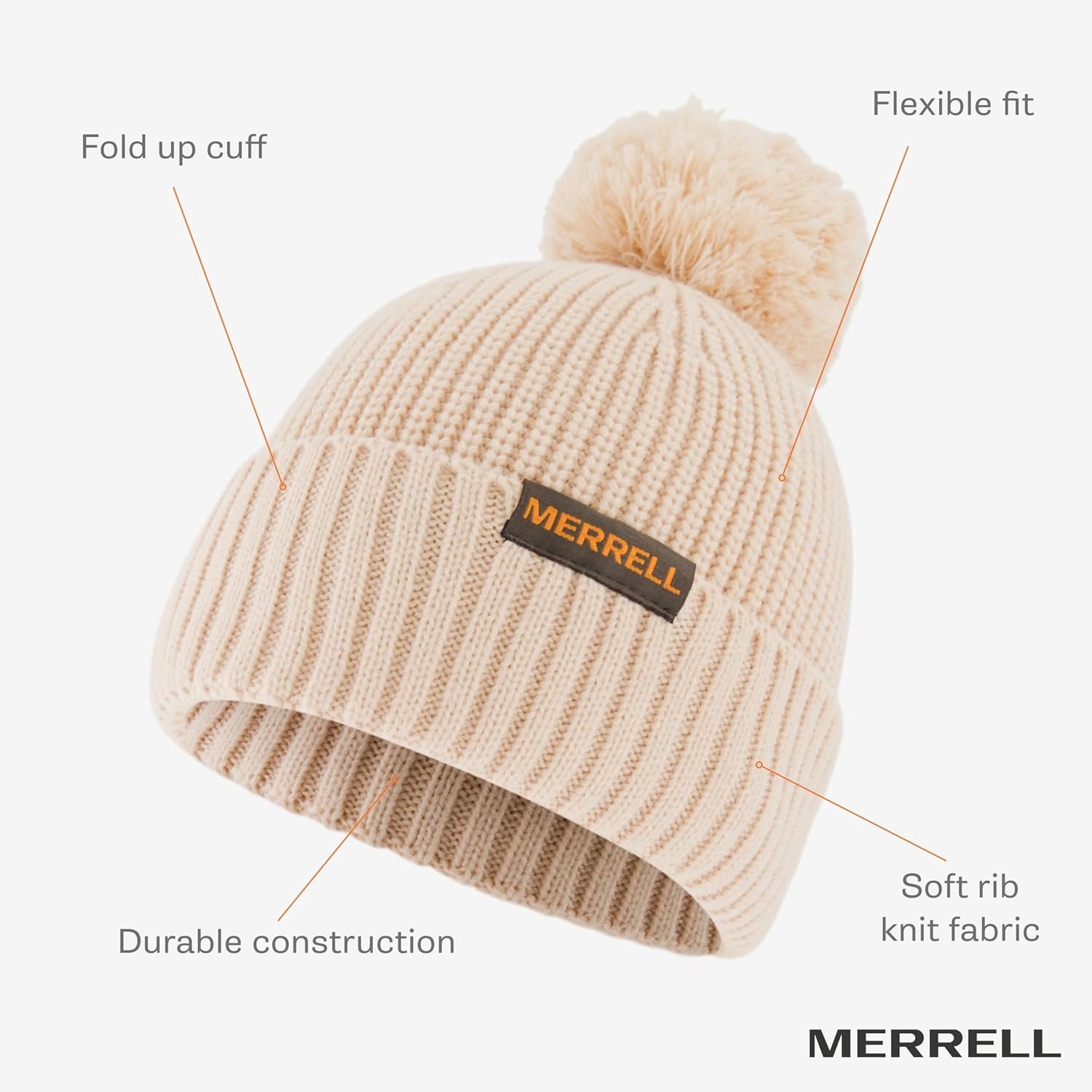image:imageMerrell Unisex Adult Wanderer Beanie with Pom Pom Crown Knit Beanie with Cuff Trail amp StyleBlush