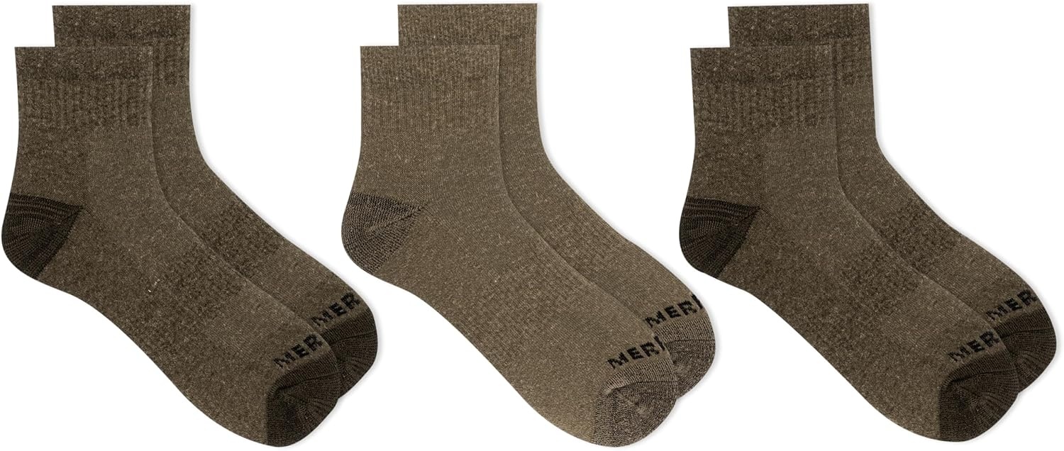 image:imageMerrell Unisex Adult Wool Hiking Ankle Socks 6PairsOlive Assorted 3 Pairs
