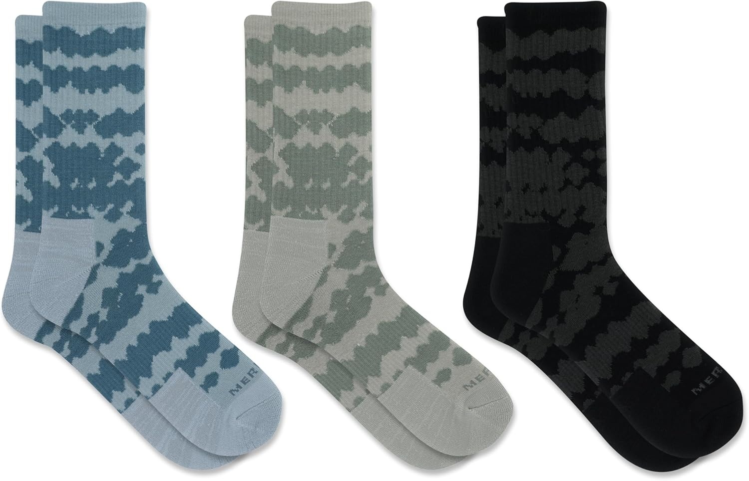 image:imageMerrell Unisex Adult Wool Hiking Crew Socks 3PackBlue Green Black