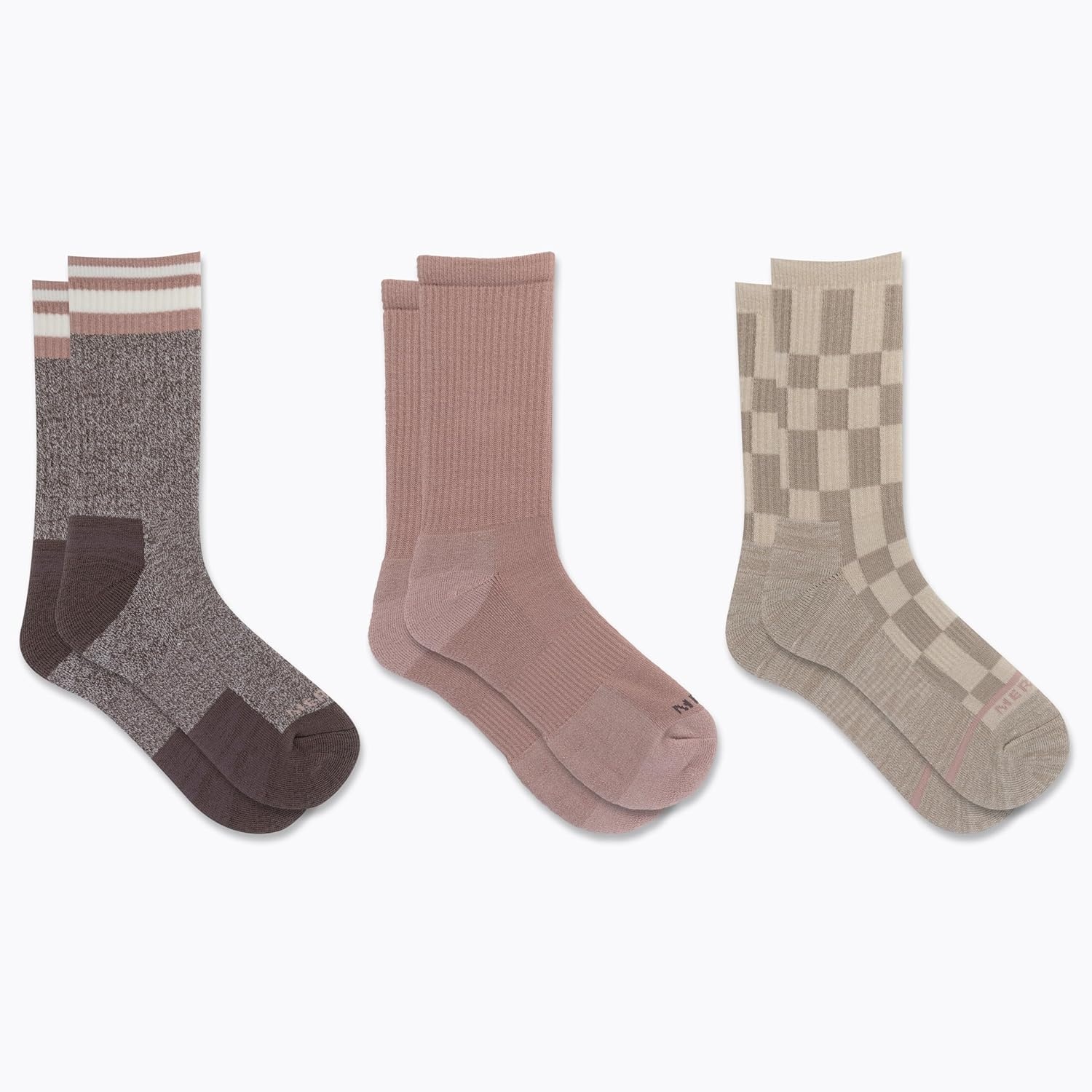 image:imageMerrell Unisex Adult Wool Hiking Crew Socks 3PackLight Assorted 3 Pairs