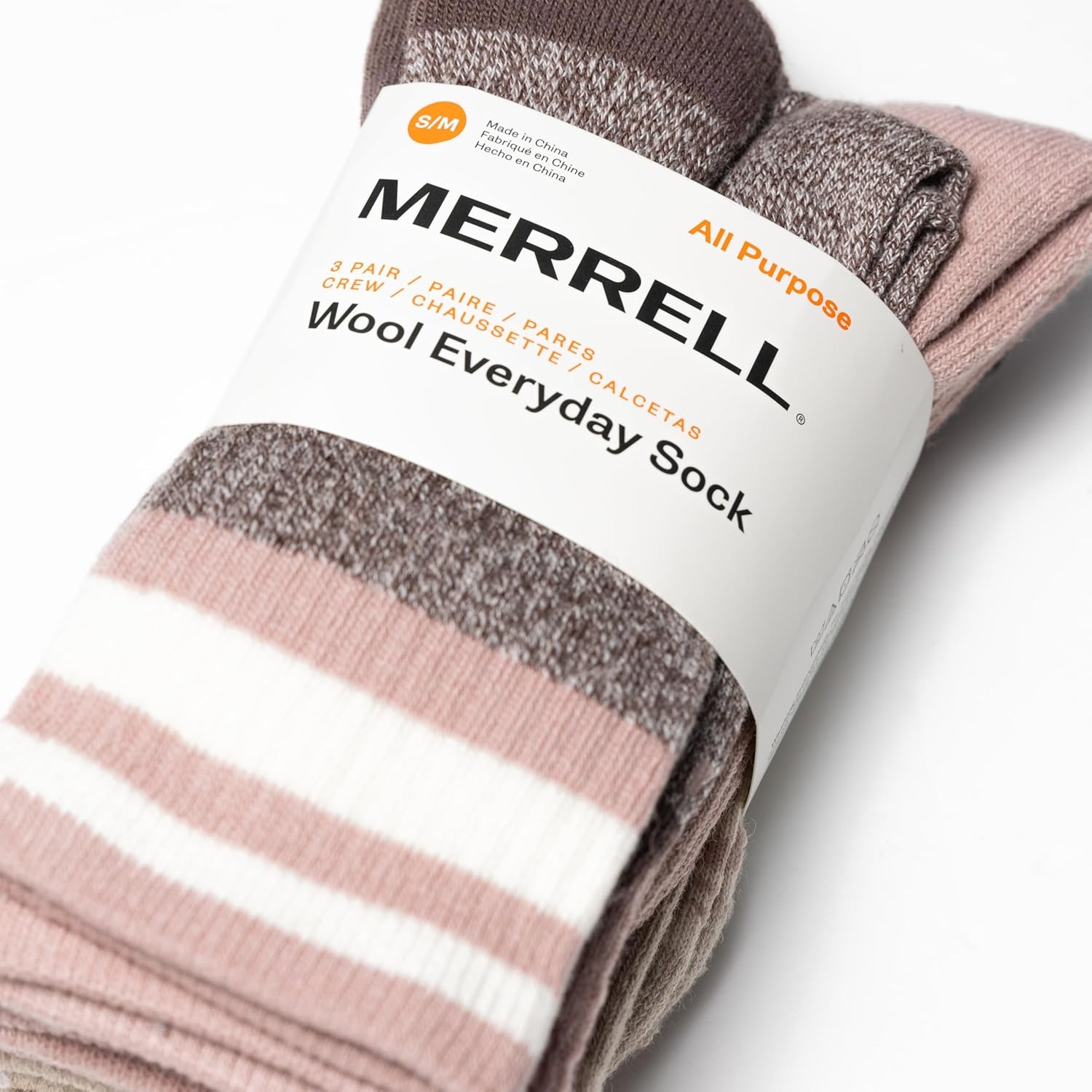 image:imageMerrell Unisex Adult Wool Hiking Crew Socks 3PackLight Assorted 3 Pairs