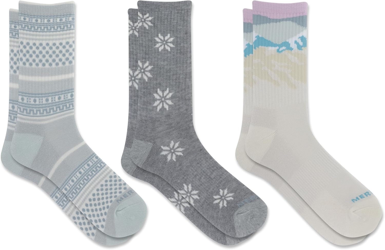 image:imageMerrell Unisex Adult Wool Hiking Crew Socks 3PackLight Grey Assorted 3 Pairs