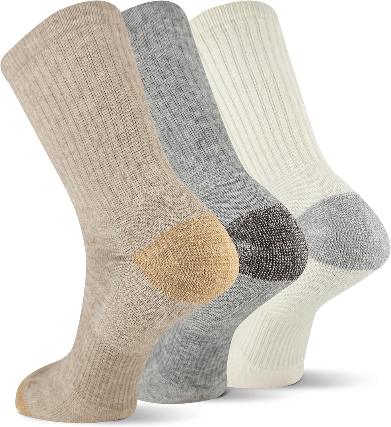image:imageMerrell Unisex Adult Wool Hiking Crew Socks 3PackLight Tan Assorted 3 Pairs