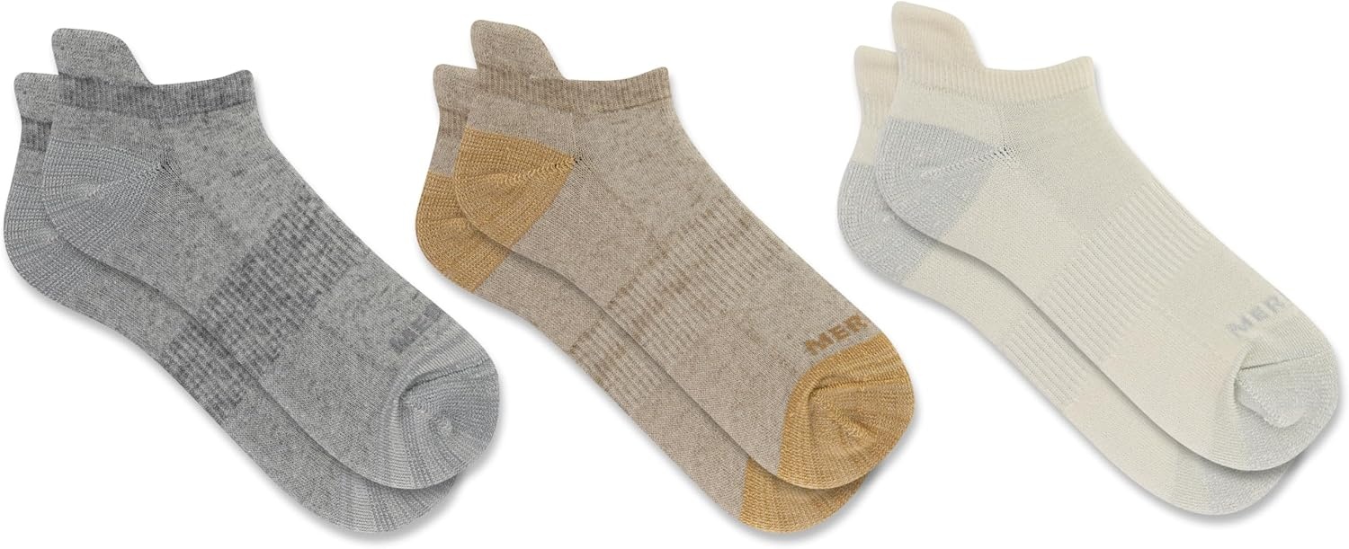 image:imageMerrell Unisex Adult Wool Hiking Crew Socks 3PackLight Tan Assorted