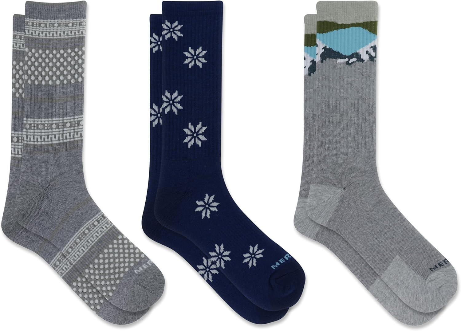 image:imageMerrell Unisex Adult Wool Hiking Crew Socks 3PackNavy Assorted