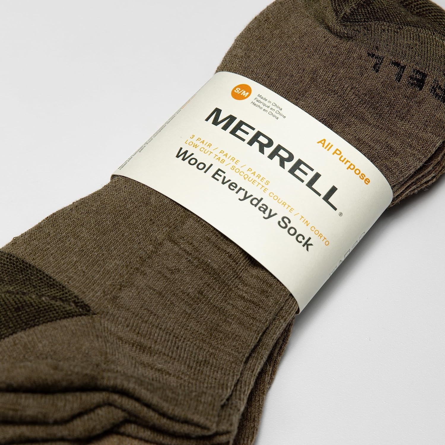 image:imageMerrell Unisex Adult Wool Hiking Crew Socks 3PackOlive Assorted