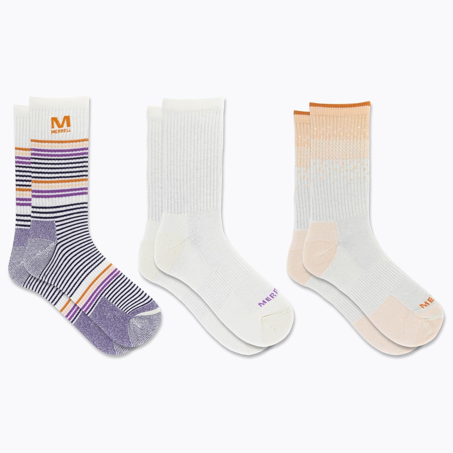 image:imageMerrell Unisex Adult Wool Hiking Crew Socks 3PackWhite 3 Pairs